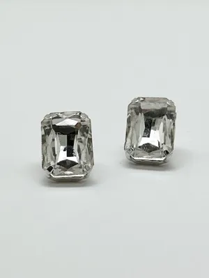 Jilliana Large Rectangular Studs- Clear