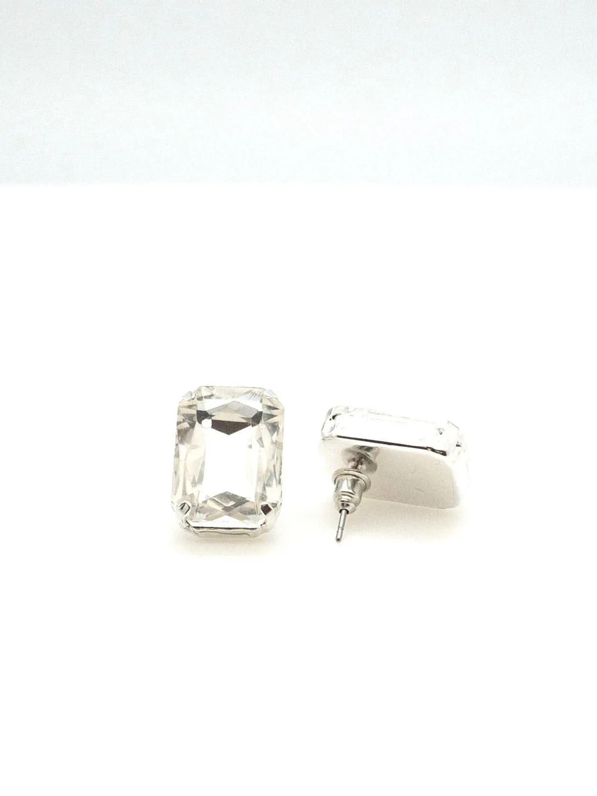Jilliana Large Rectangular Studs- Clear