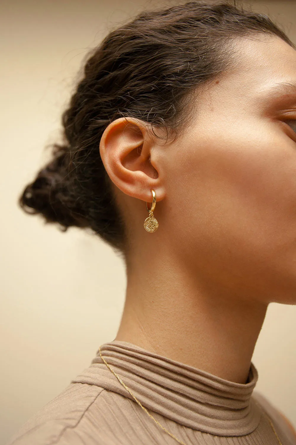 Jouvence Gold | Hoop Earrings w/ North Star Pendant