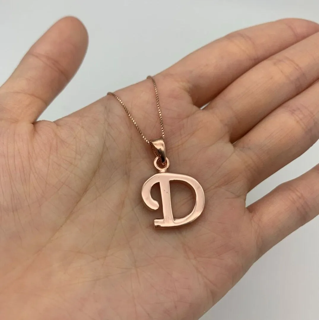 Letter D Rose Gold Pendant - Alphabet Letter Necklace - Initial D Necklace