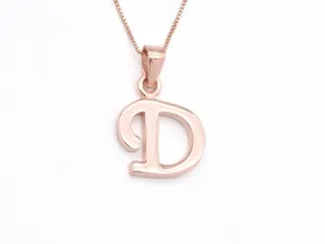 Letter D Rose Gold Pendant - Alphabet Letter Necklace - Initial D Necklace