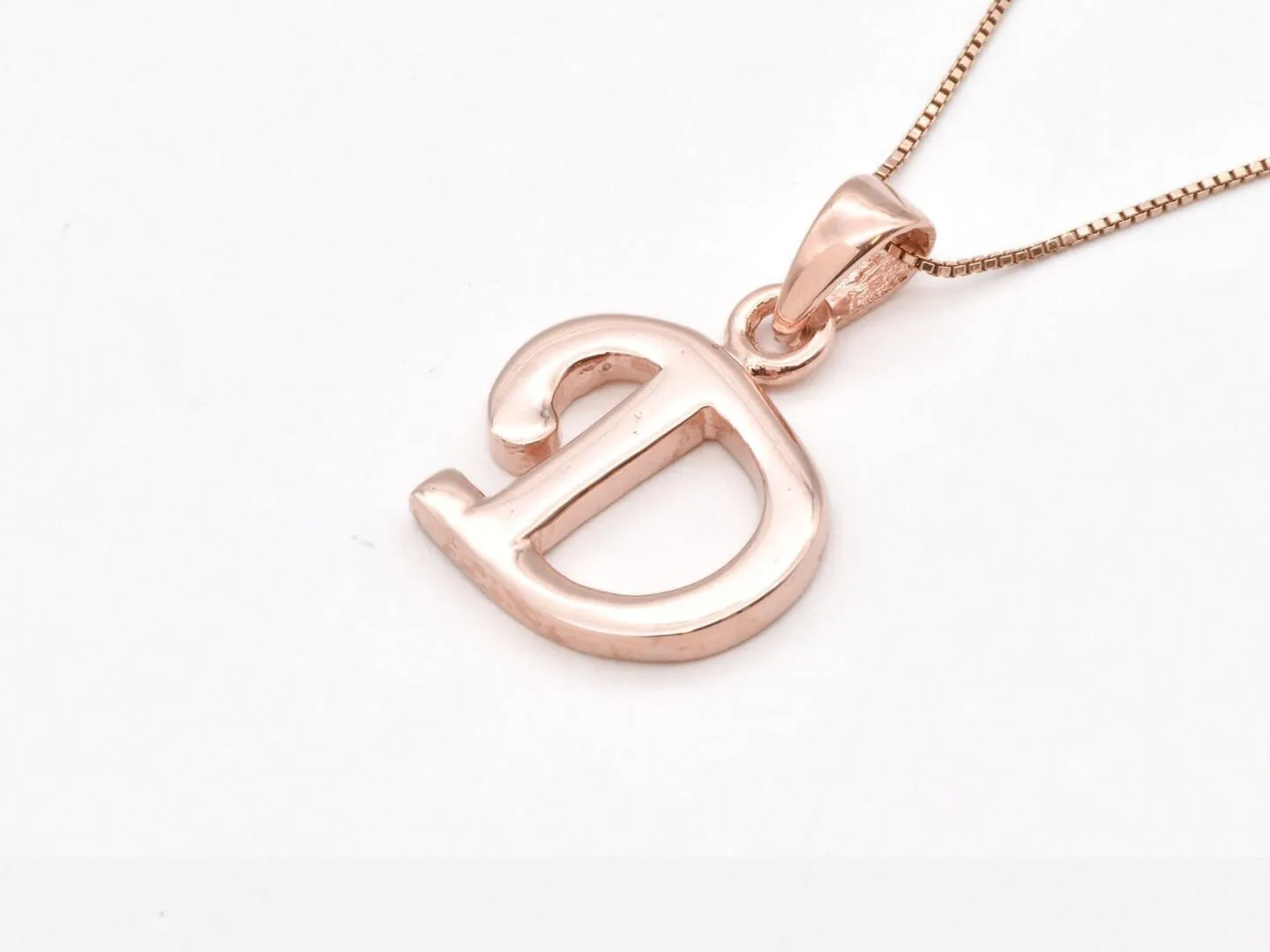 Letter D Rose Gold Pendant - Alphabet Letter Necklace - Initial D Necklace