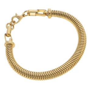 Lexi Herringbone Chain Bangle Bracelet in Worn Gold