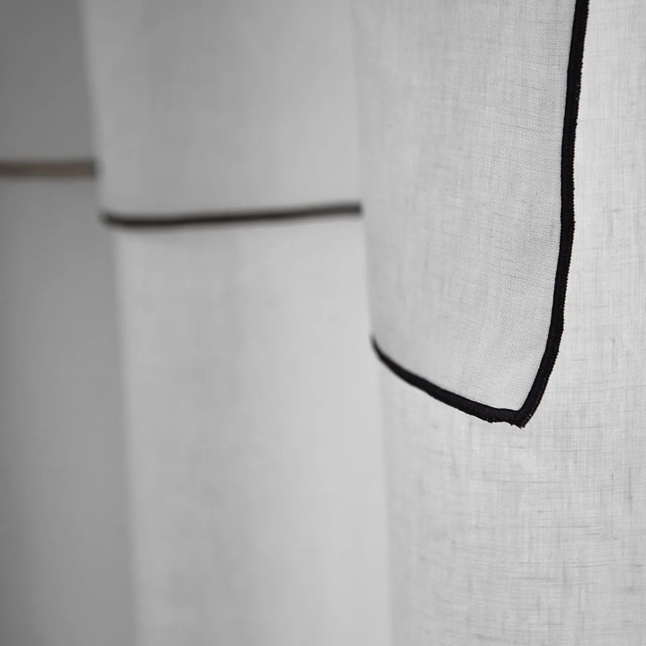Linen Curtain panel with bourdon edge - Mineral Grey