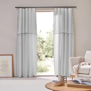 Linen Curtain panel with bourdon edge - Mineral Grey