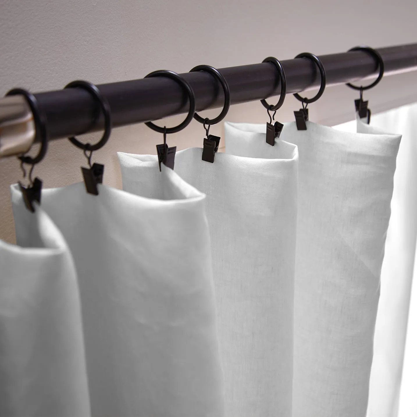 Linen Curtain panel with bourdon edge - Mineral Grey