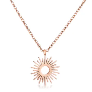 LOVCIA Radiant Rose Gold Sunburst Pendant Necklace