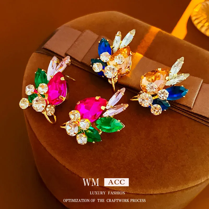 Luxurious Droplet Droplet Leaf Alloy Electroplating Earrings