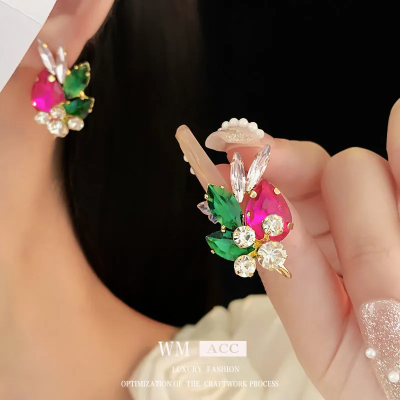 Luxurious Droplet Droplet Leaf Alloy Electroplating Earrings