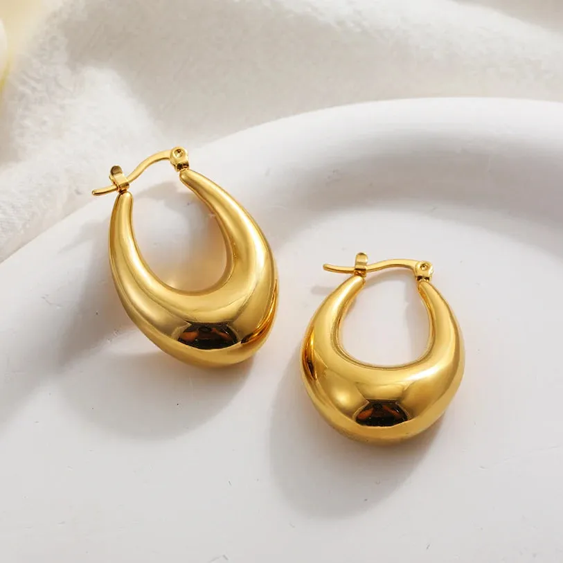 Luxurious Glossy Chunky Hoop Earrings 32 Styles Gold & Sliver