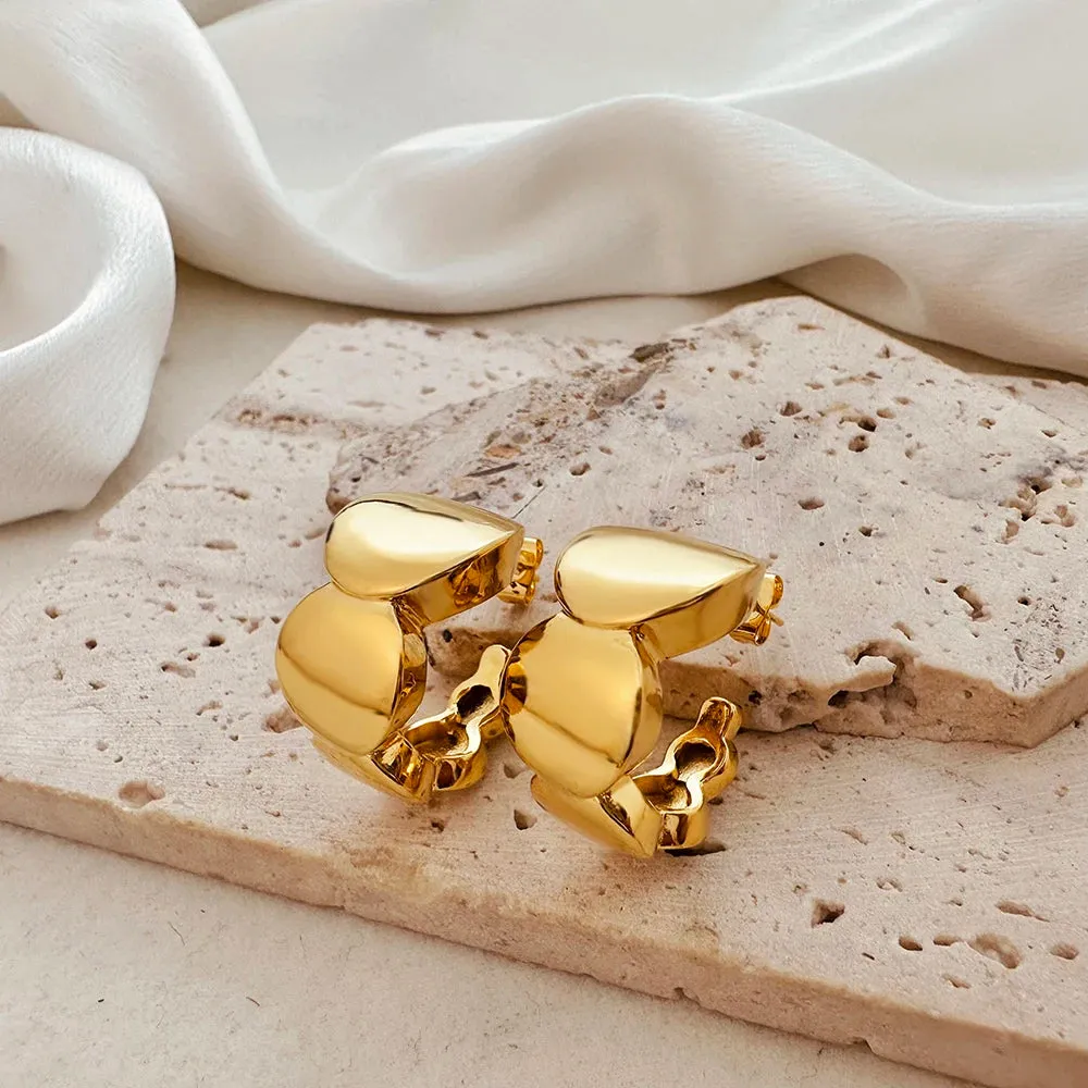 Luxurious Glossy Chunky Hoop Earrings 32 Styles Gold & Sliver