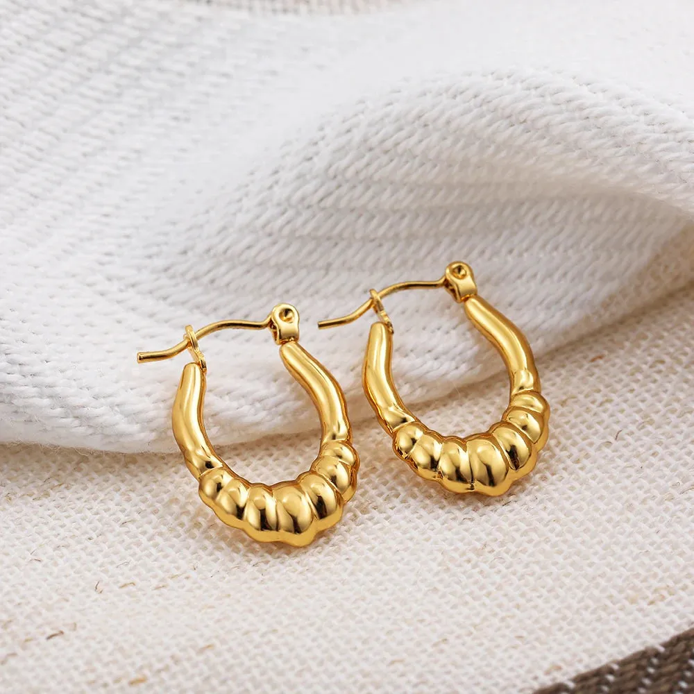 Luxurious Glossy Chunky Hoop Earrings 32 Styles Gold & Sliver