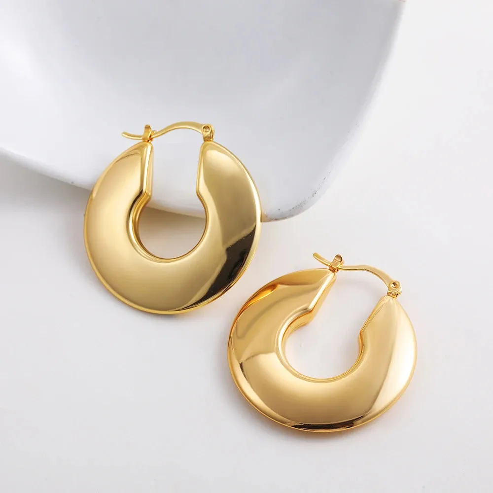 Luxurious Glossy Chunky Hoop Earrings 32 Styles Gold & Sliver