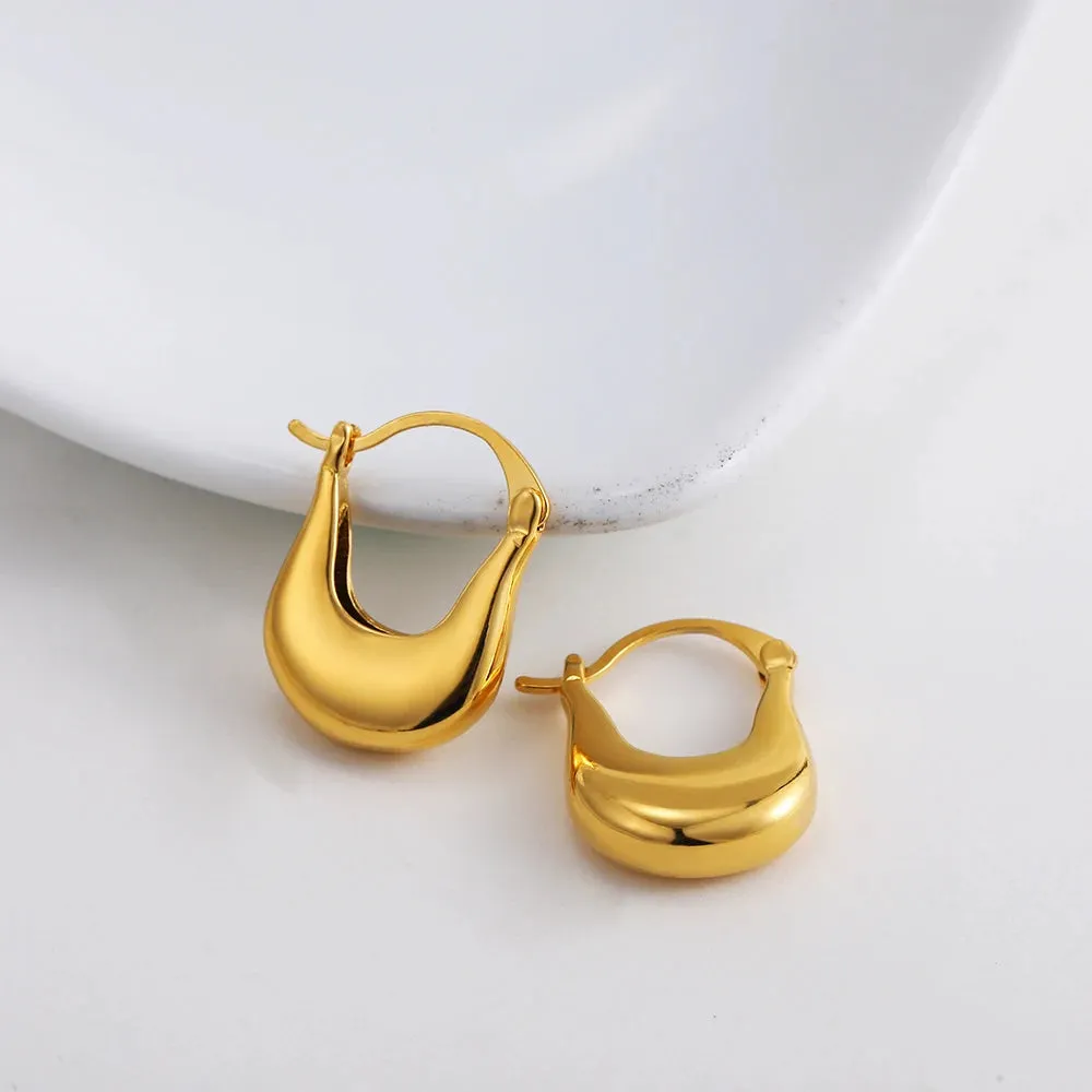 Luxurious Glossy Chunky Hoop Earrings 32 Styles Gold & Sliver