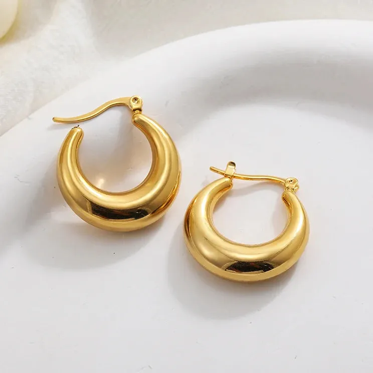Luxurious Glossy Chunky Hoop Earrings 32 Styles Gold & Sliver