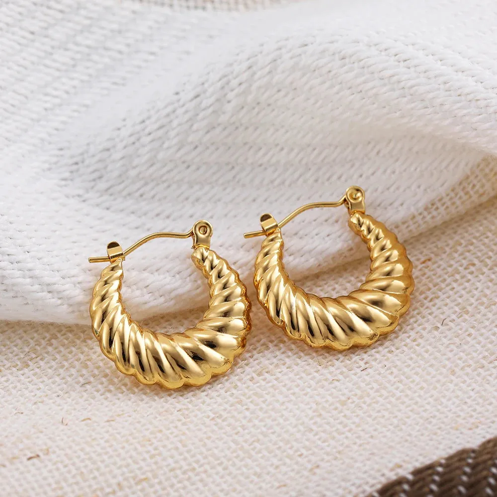Luxurious Glossy Chunky Hoop Earrings 32 Styles Gold & Sliver