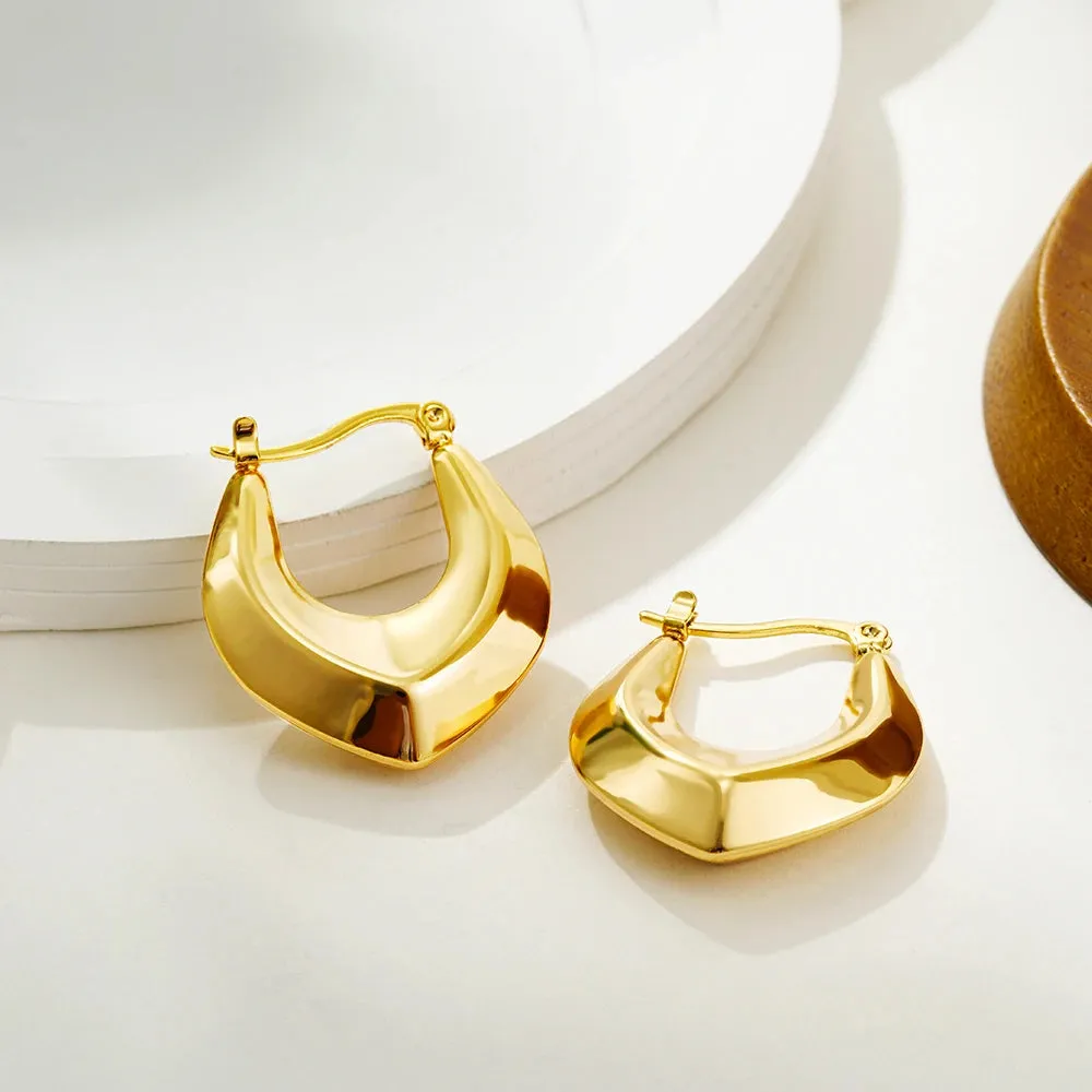 Luxurious Glossy Chunky Hoop Earrings 32 Styles Gold & Sliver