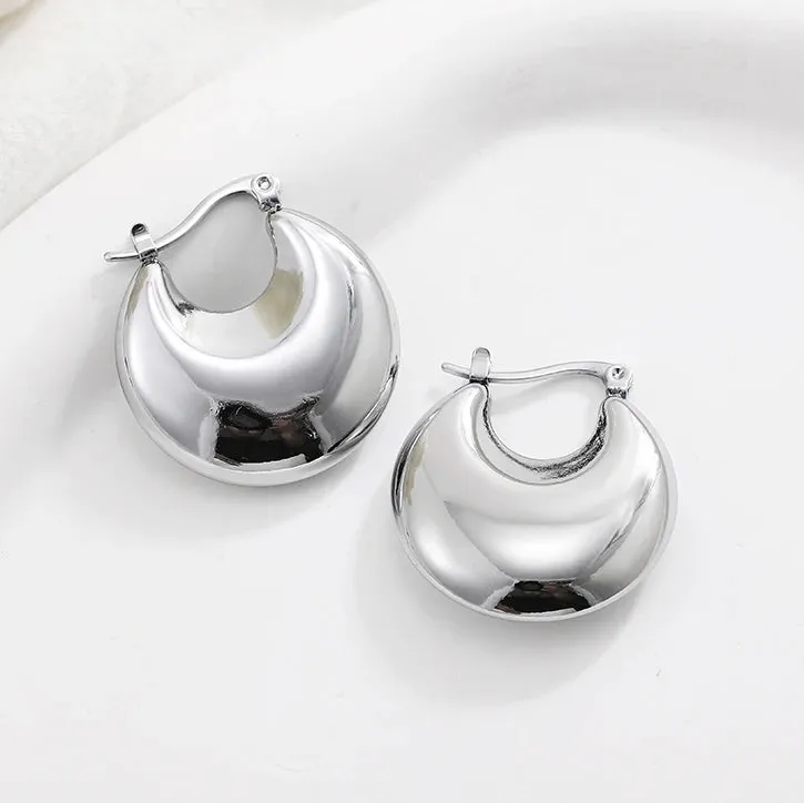Luxurious Glossy Chunky Hoop Earrings 32 Styles Gold & Sliver