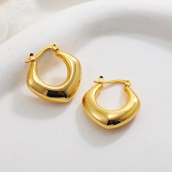 Luxurious Glossy Chunky Hoop Earrings 32 Styles Gold & Sliver