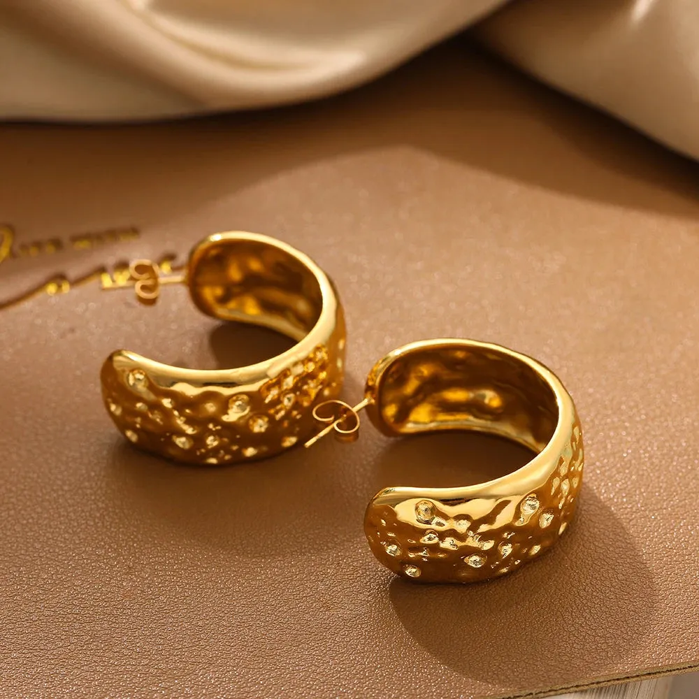 Luxurious Glossy Chunky Hoop Earrings 32 Styles Gold & Sliver