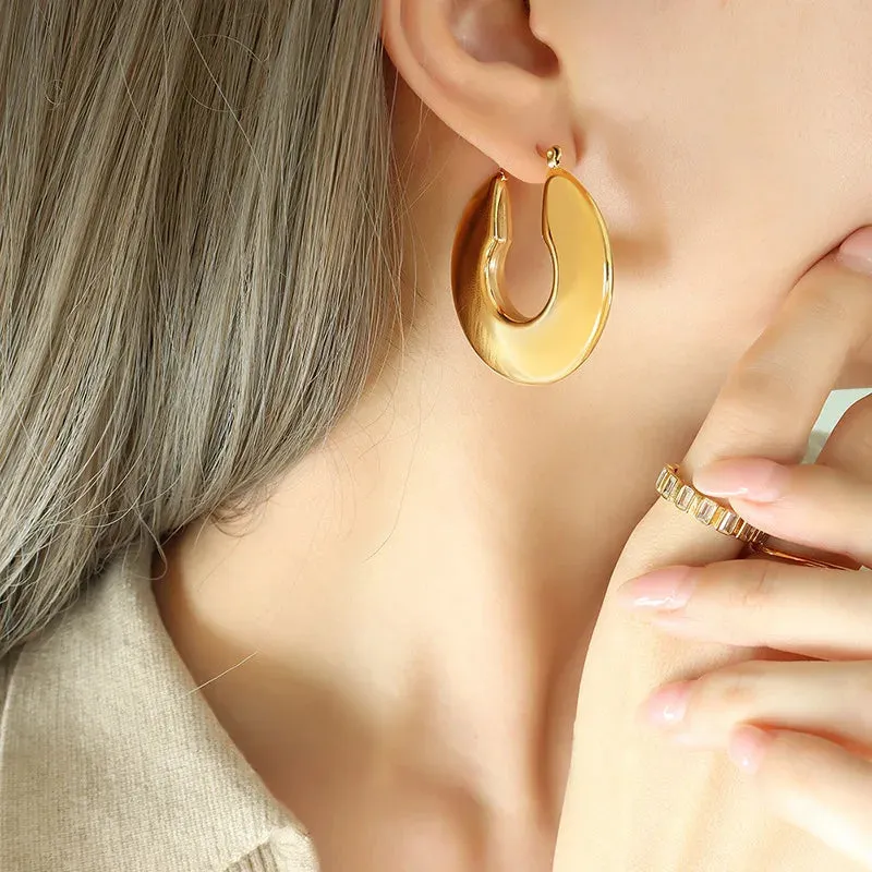 Luxurious Glossy Chunky Hoop Earrings 32 Styles Gold & Sliver