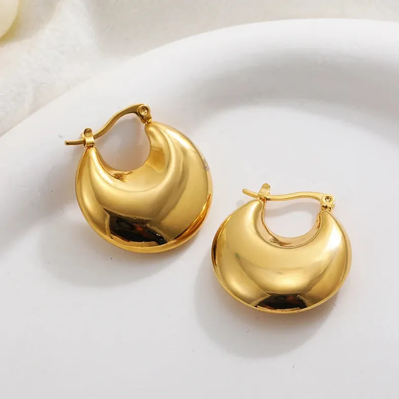 Luxurious Glossy Chunky Hoop Earrings 32 Styles Gold & Sliver