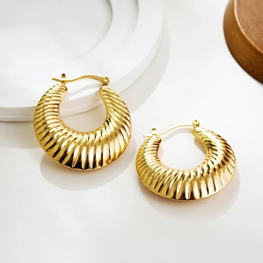 Luxurious Glossy Chunky Hoop Earrings 32 Styles Gold & Sliver