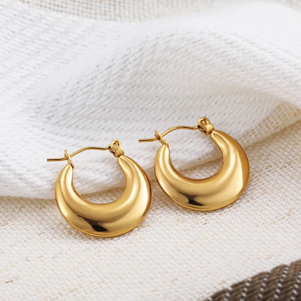 Luxurious Glossy Chunky Hoop Earrings 32 Styles Gold & Sliver