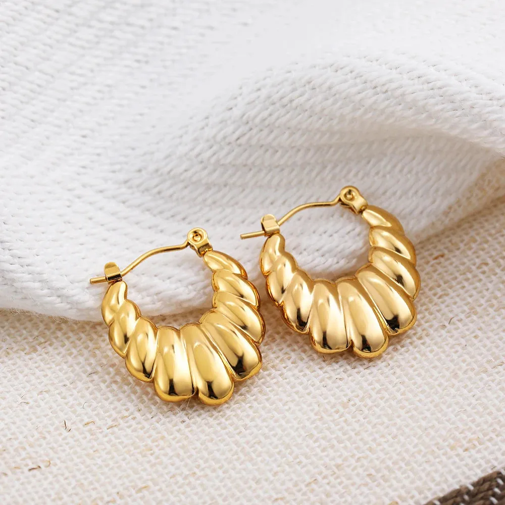 Luxurious Glossy Chunky Hoop Earrings 32 Styles Gold & Sliver