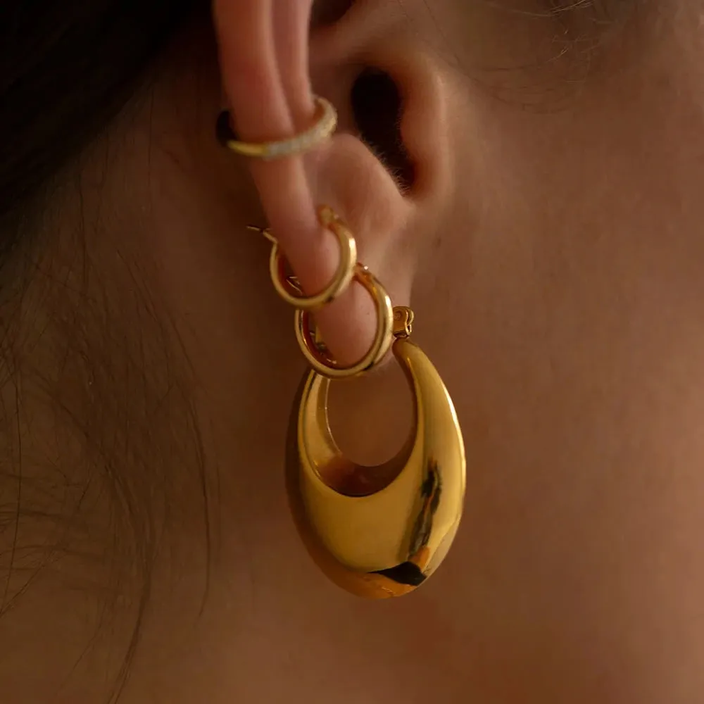 Luxurious Glossy Chunky Hoop Earrings 32 Styles Gold & Sliver