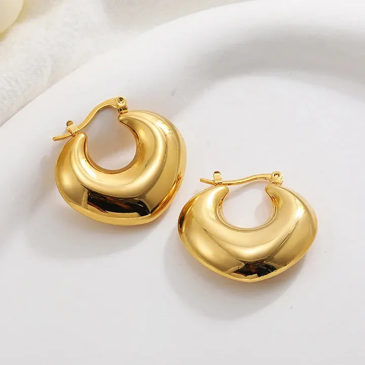 Luxurious Glossy Chunky Hoop Earrings 32 Styles Gold & Sliver