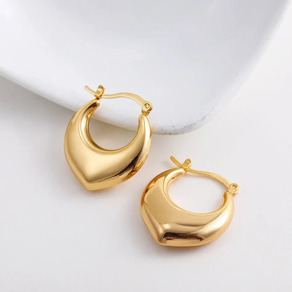 Luxurious Glossy Chunky Hoop Earrings 32 Styles Gold & Sliver