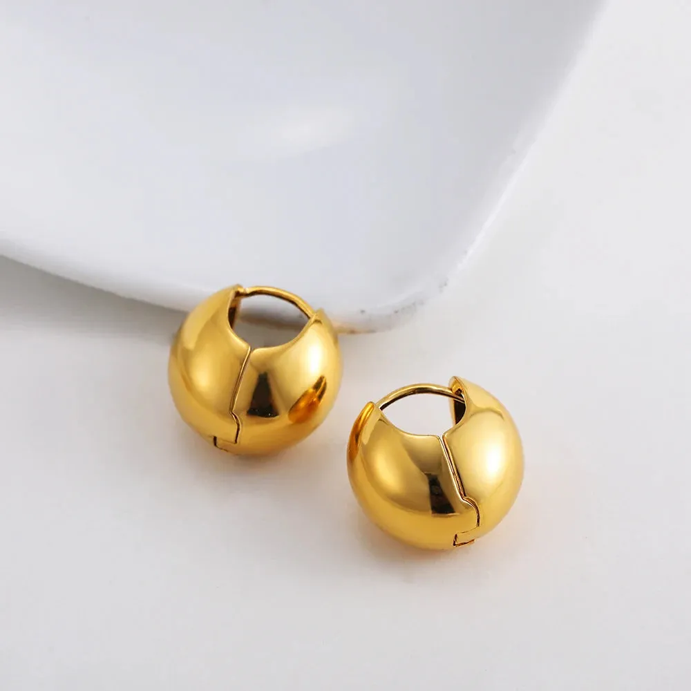 Luxurious Glossy Chunky Hoop Earrings 32 Styles Gold & Sliver