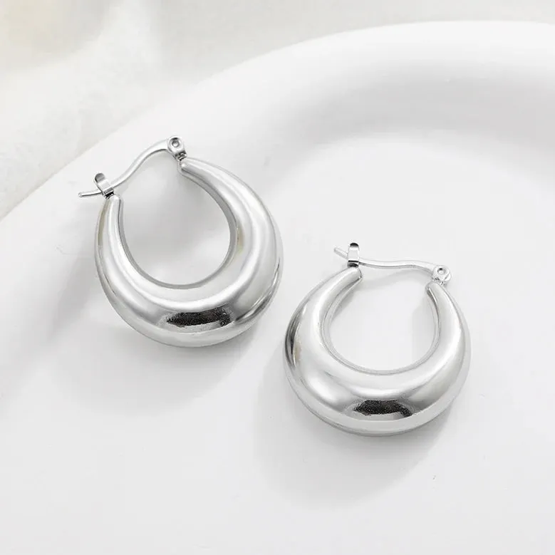 Luxurious Glossy Chunky Hoop Earrings 32 Styles Gold & Sliver