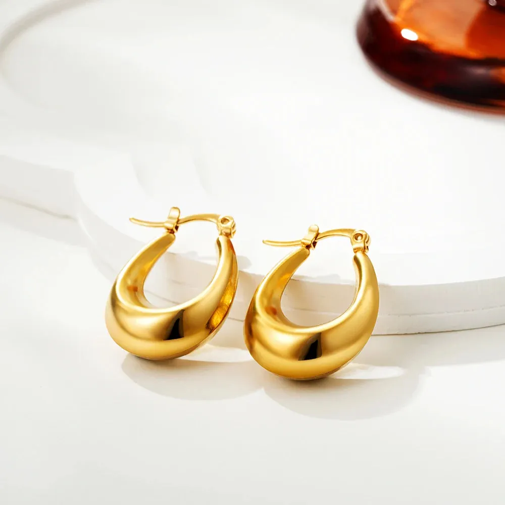 Luxurious Glossy Chunky Hoop Earrings 32 Styles Gold & Sliver