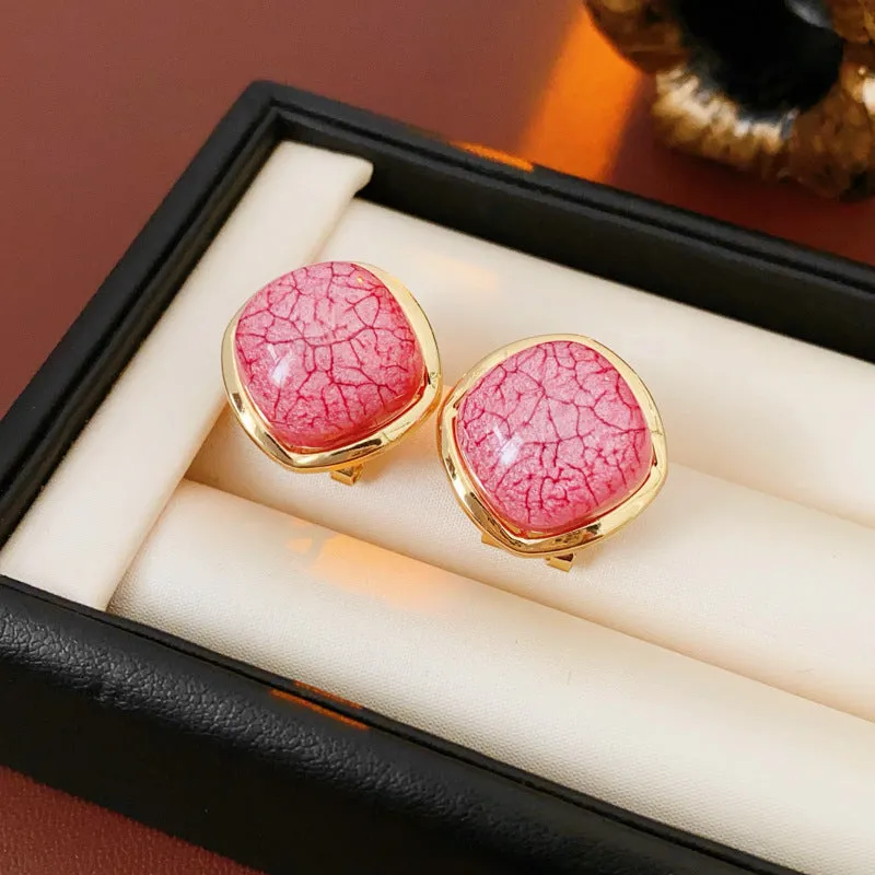 Luxurious Quadrilateral Rhombus Geometric Plastic Electroplating Earrings