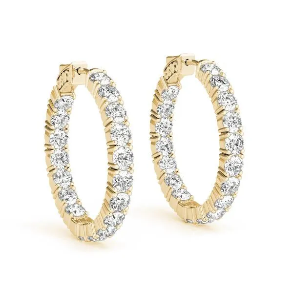 Luxurious Round Diamond Hoop set in 14k Gold(10.00ct TW)-1.4"