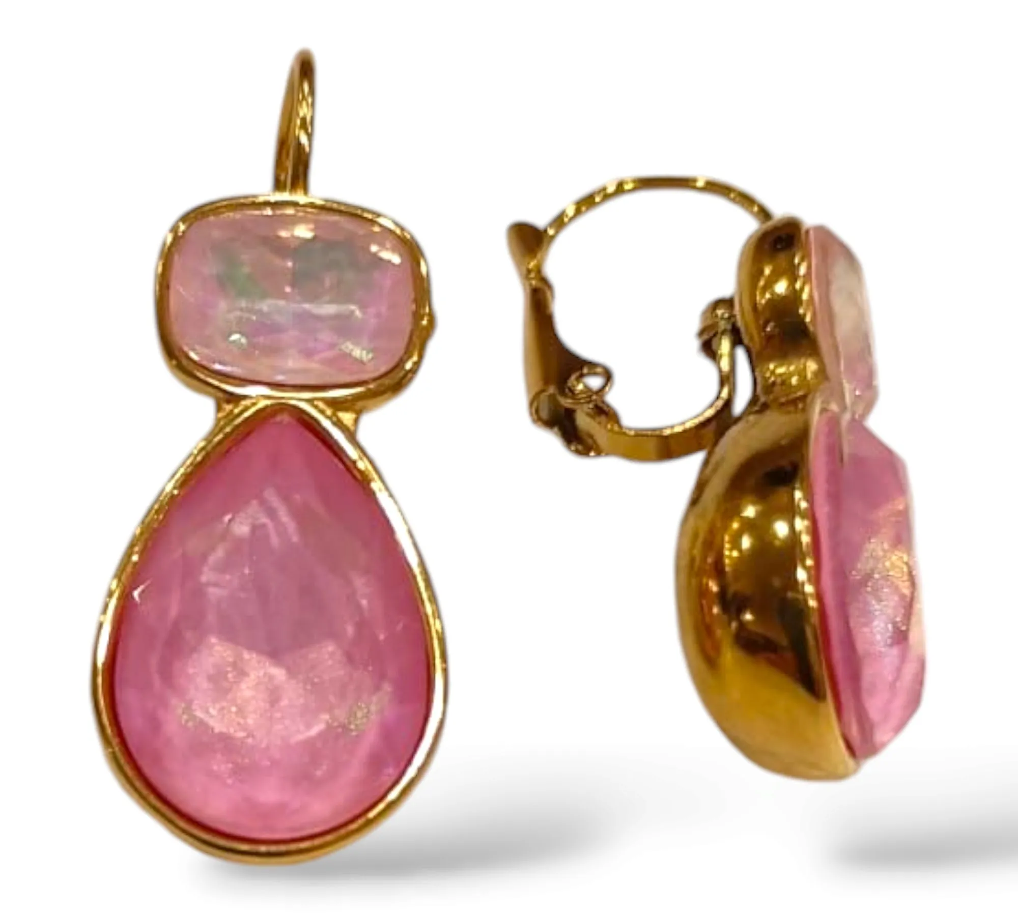 MCLuxe - Gold Plated Earring with Pink Rhinestone