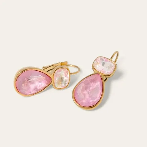 MCLuxe - Gold Plated Earring with Pink Rhinestone