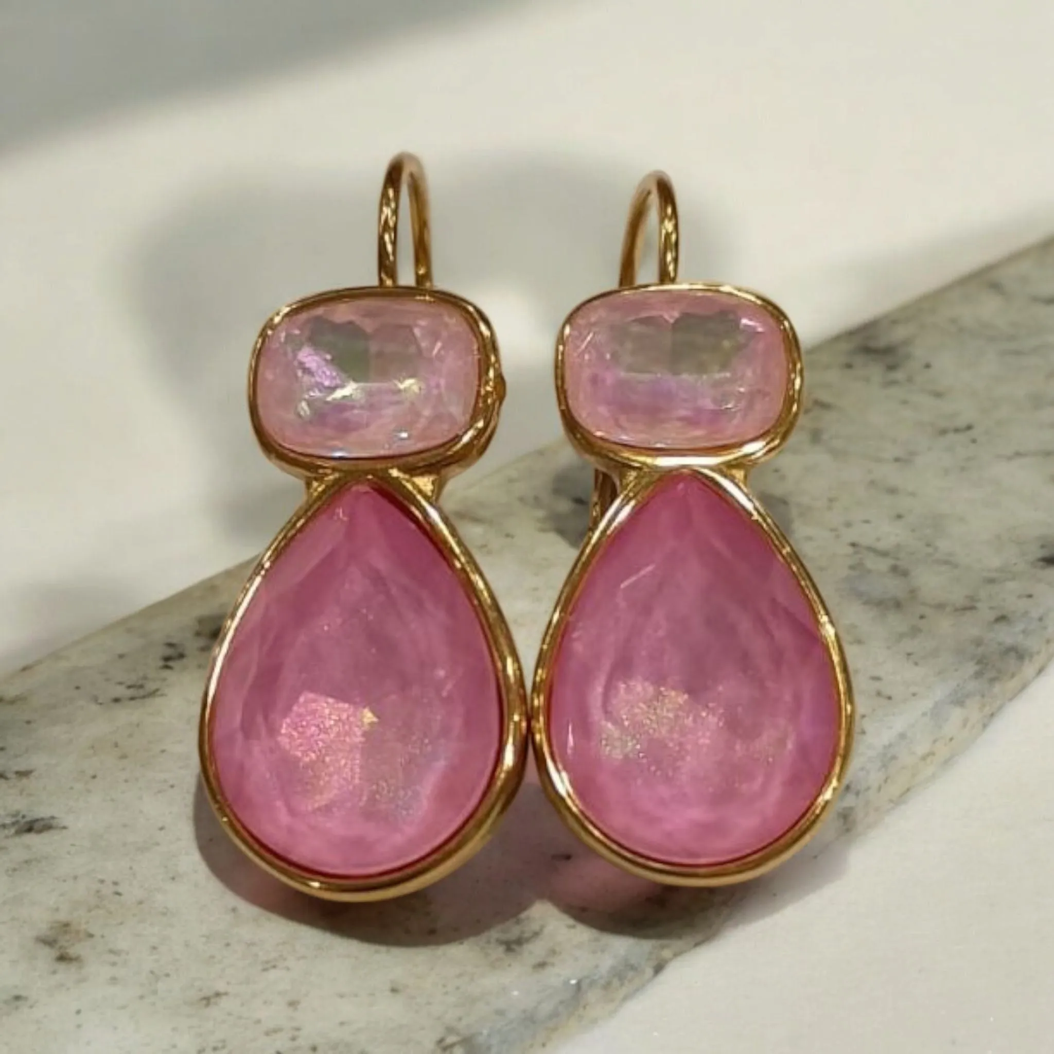 MCLuxe - Gold Plated Earring with Pink Rhinestone