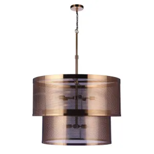 Mesh 9 Light Pendant in Satin Brass