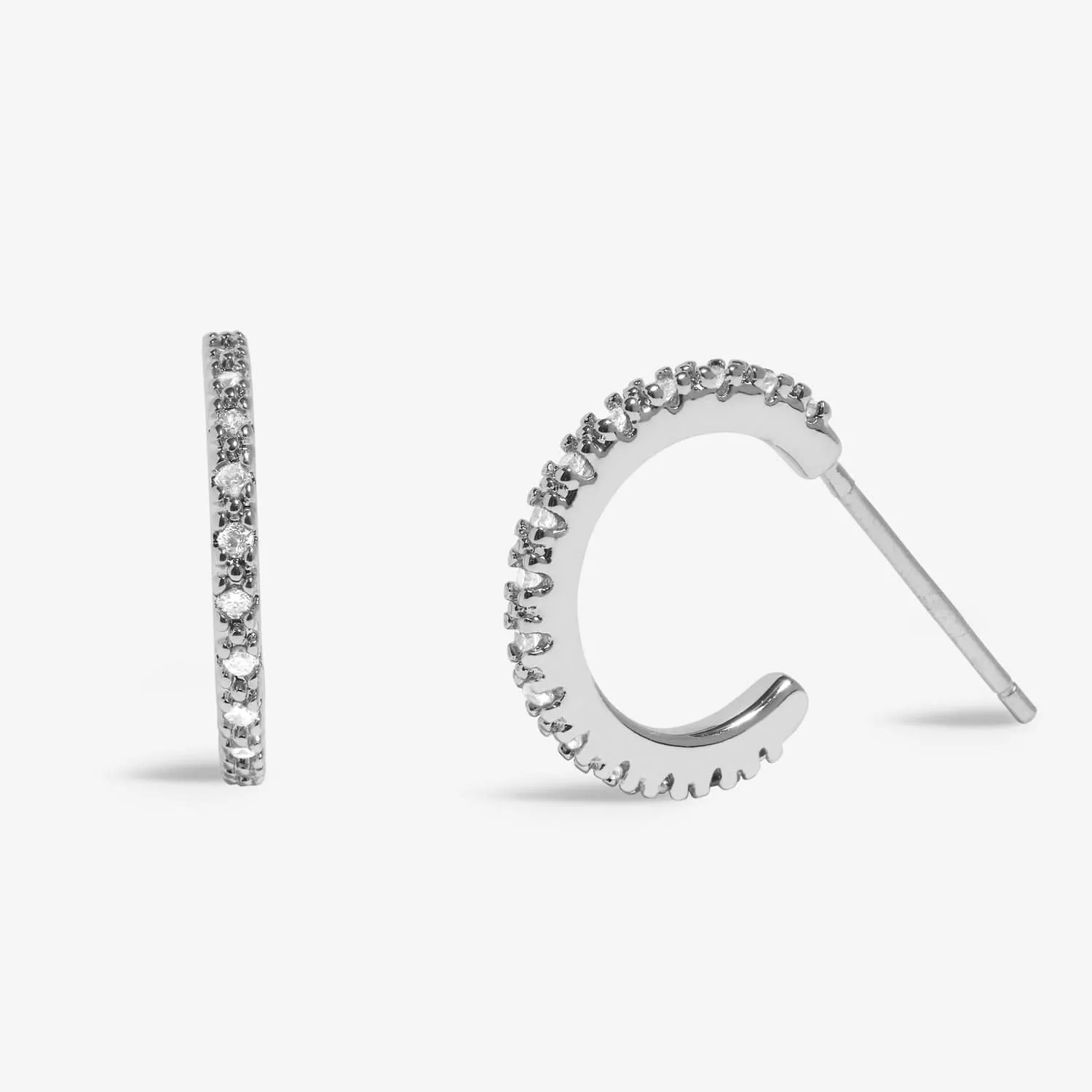 Mini Charms Three Tone Pave Hoop Silver Gold Rose Gold Plated Earrings 7649