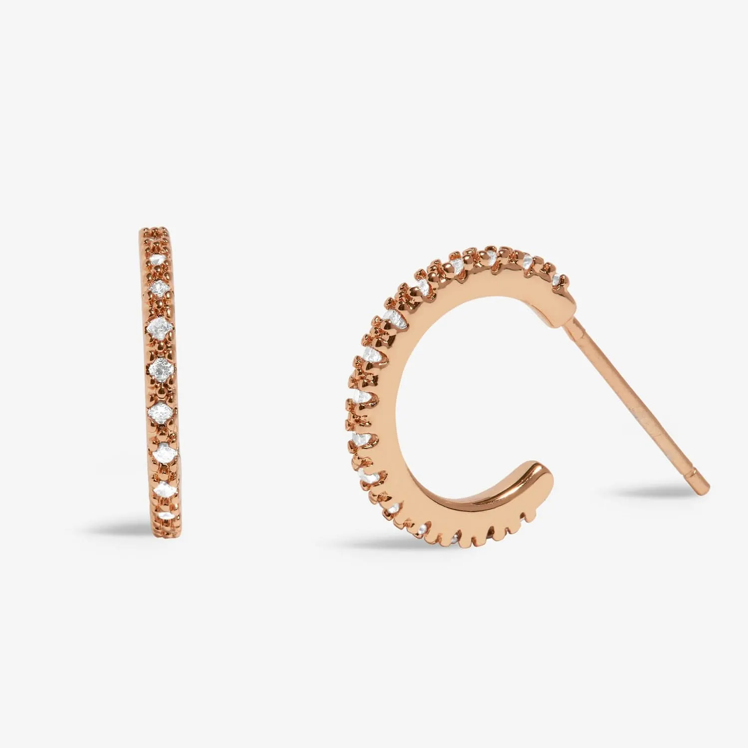 Mini Charms Three Tone Pave Hoop Silver Gold Rose Gold Plated Earrings 7649