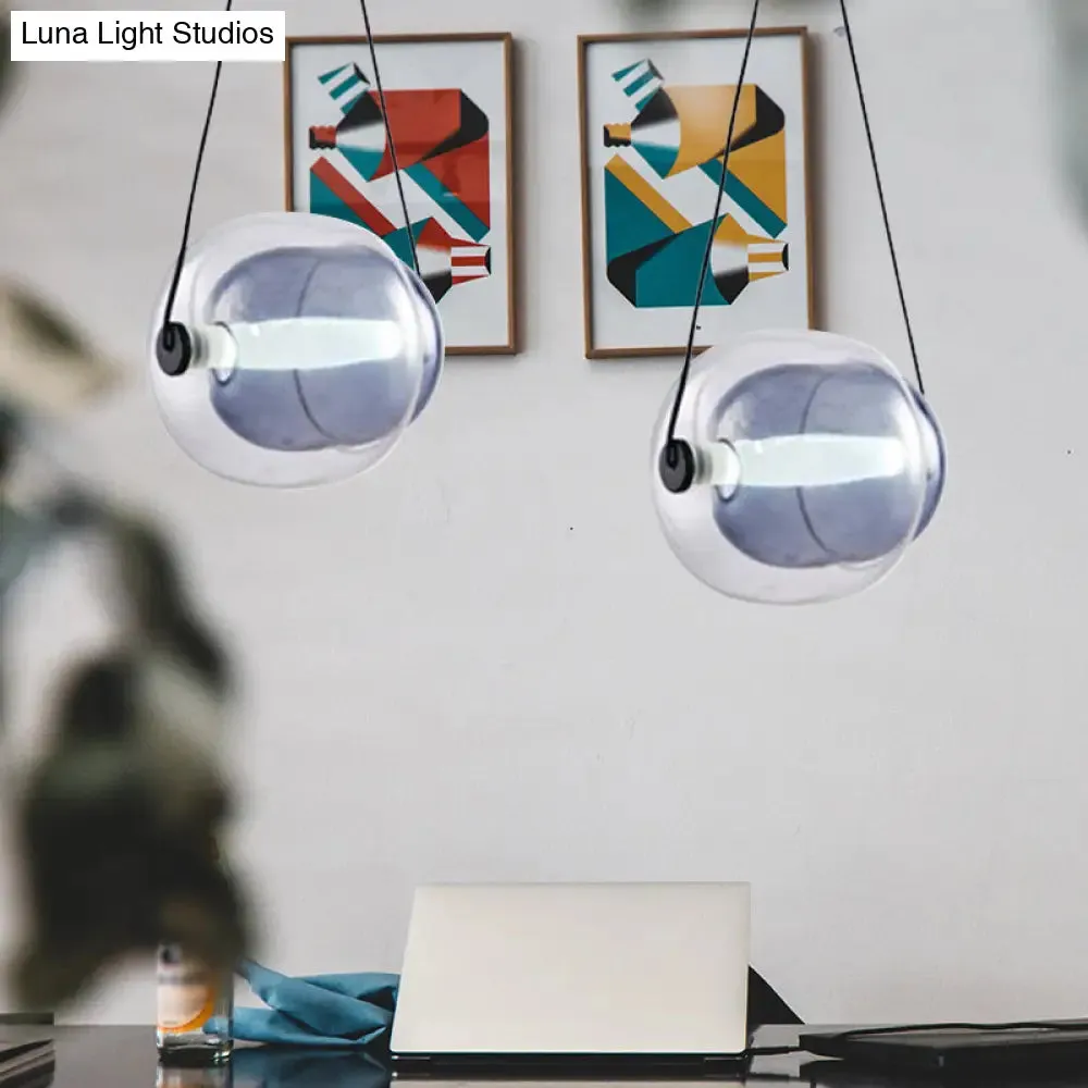 Minimalist Purple Oval Glass Pendant Light for Living Room