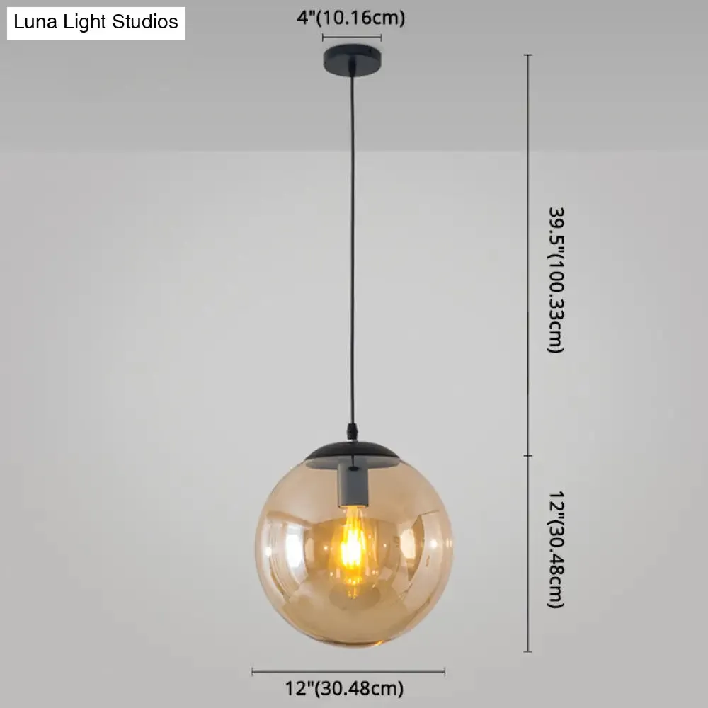 Minimalist Transparent Glass Ball Pendant Light with 39" Hanging Wire