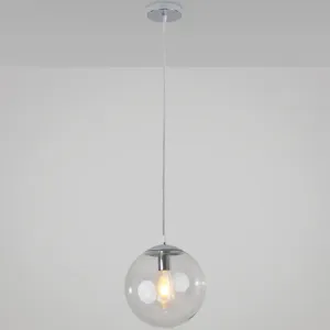 Minimalist Transparent Glass Ball Pendant Light with 39" Hanging Wire