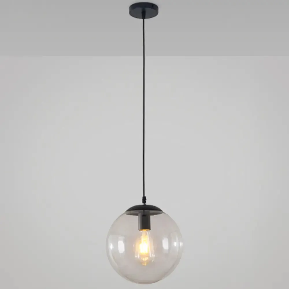 Minimalist Transparent Glass Ball Pendant Light with 39" Hanging Wire