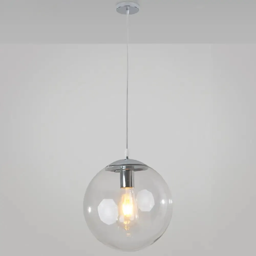 Minimalist Transparent Glass Ball Pendant Light with 39" Hanging Wire