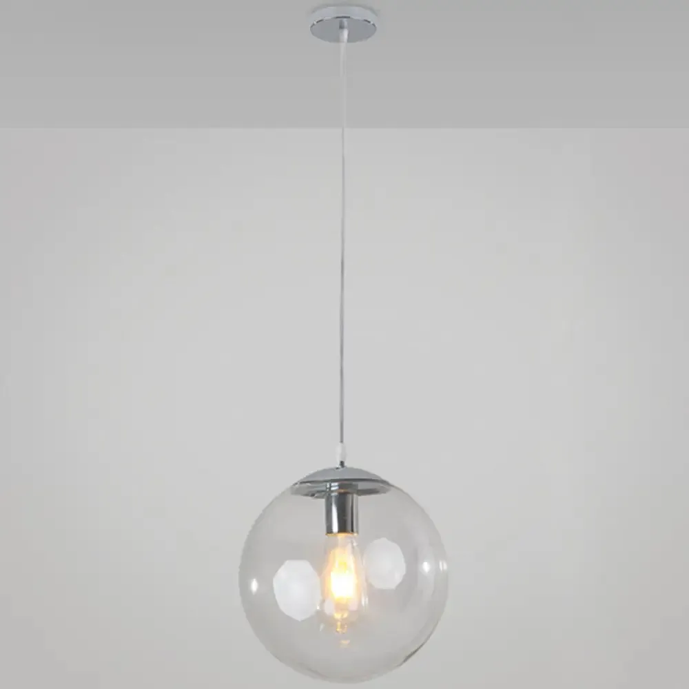 Minimalist Transparent Glass Ball Pendant Light with 39" Hanging Wire