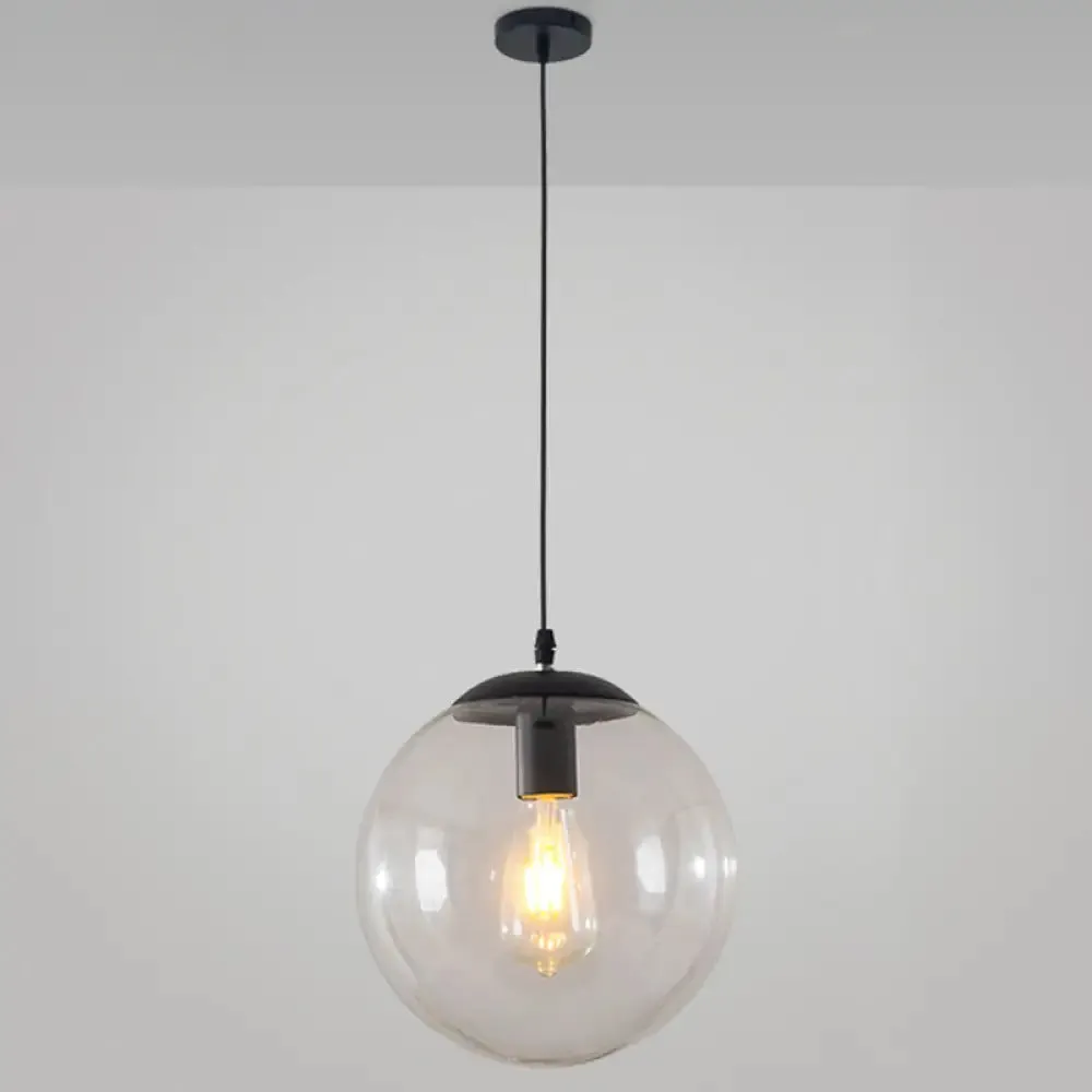 Minimalist Transparent Glass Ball Pendant Light with 39" Hanging Wire